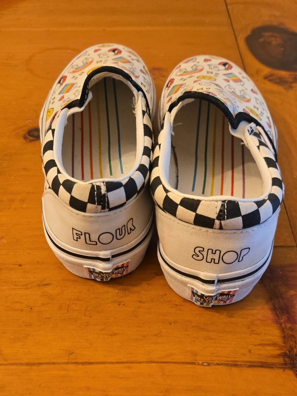 Kids Vams Slip-On Sneakers with Rainbow & Smile Print -Flour SHOP
